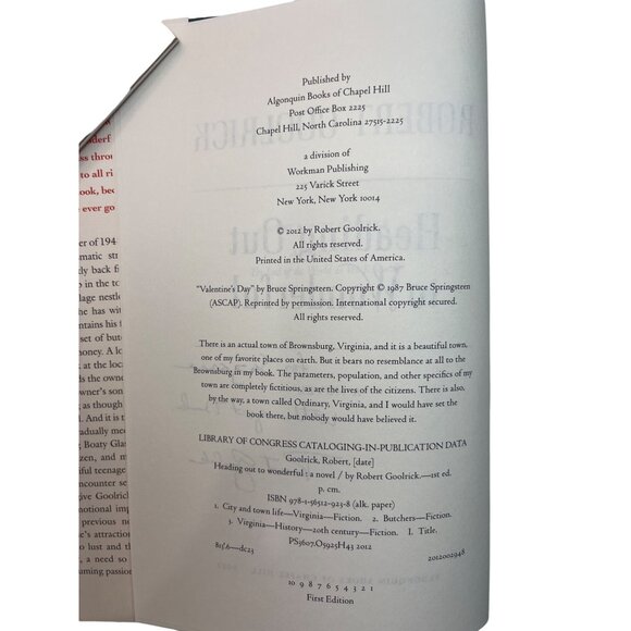 Heading Out To Wonderful By Robert Goolrick First Edition Signed Hardcover Book - Picture 5 of 5
